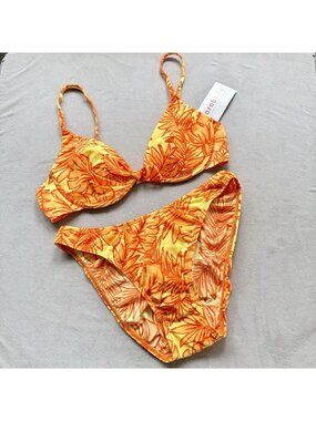 Vtg Carabella Tropical Floral Bikini High Cut Set USA Kelly Kapowski 90s NEW